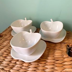 BIA Cordon Bleu Porcelin 3 Apple Fruit Bowl and Dessert plates Set of 3